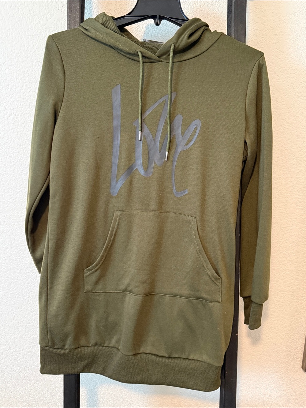 Olive Green Hoodie Sweater with Script Logo